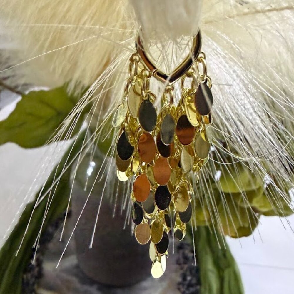 Gold Cascade Statement Earrings Long Dangle Fring… - image 6